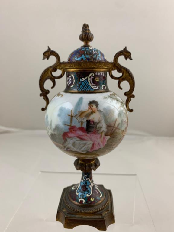 FRENCH CHAMPLEVE ENAMEL SEVRES VASE (1 of 4)