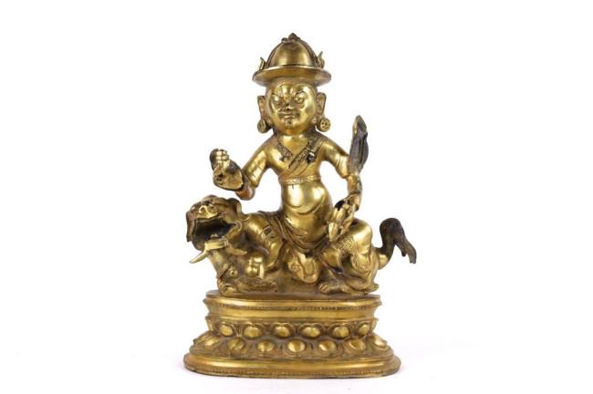 ANTIQUE GILT BRONZE FIGURE OF YONTEN GYALPO (1 of 4)