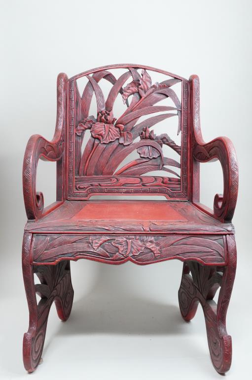 ANTIQUES JAPANESE MEIJI PERIOD LACQUERED CHAIR (1 of 6)