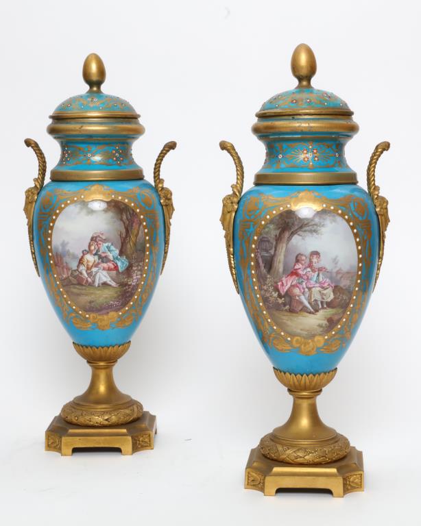 SEVRES ORMOLU LOUIS XVI STYLE COVERED VASES (1 of 3)