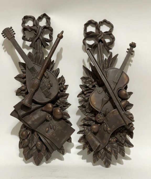 PAIR OF CAST WALL PLAQUES (1 of 3)