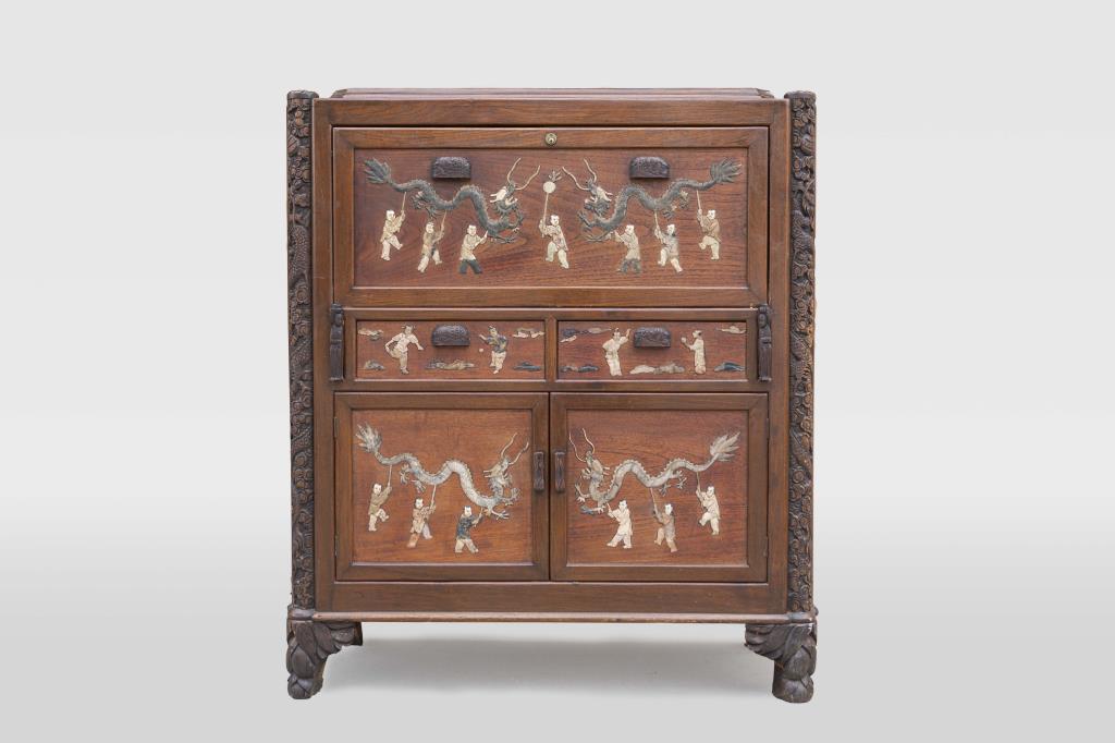 LARGE CHINESE CABINET WITH INLAYS (1 of 8)