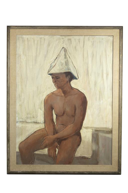PAINTING OF A NAKED MAN WITH HAT BY RUDICK (1 of 3)