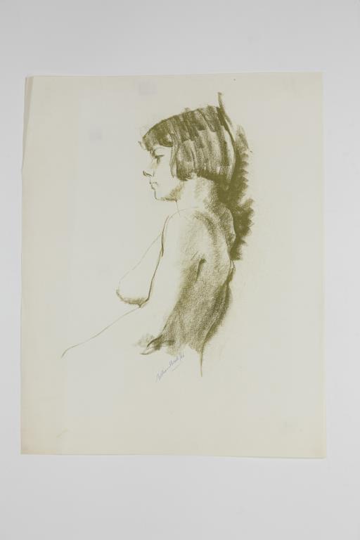 WILLIAM SHOWELL, CANADIAN (1903 - 1984): Drawing on paper of a naked lady. Signed on the bottom to read William Showell. William Showell (1903 - 1984) was a Canadian painter, known for landscape, portrait and nude paintings. L: 20 in. H: 25 