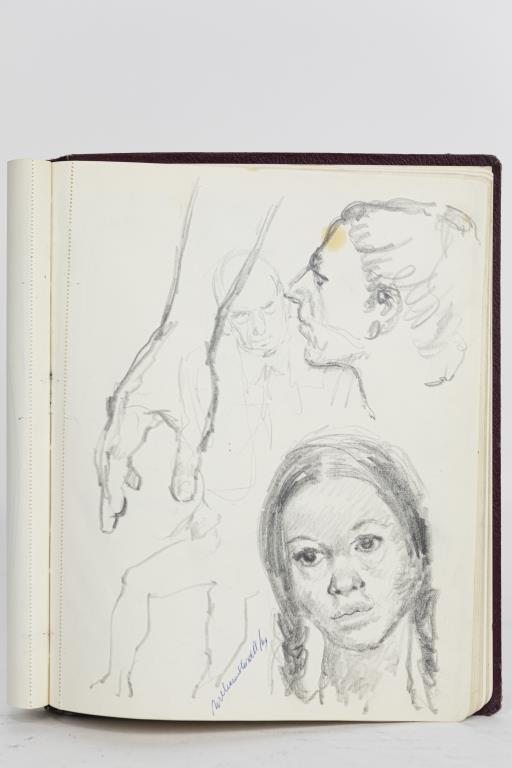 WILLIAM SHOWELL, CANADIAN (1903 - 1984): A sketch of an arm, a naked man, a young girl and a lady. Signed to read William Showell. William Showell (1903 - 1984) was a Canadian painter, known for landscape, portrait and nude paintings. L: 7 1