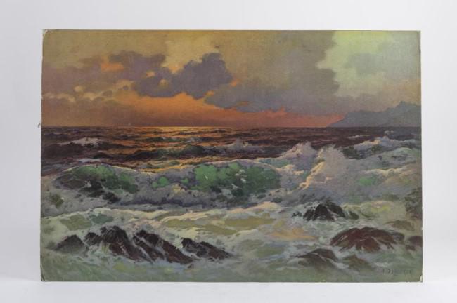 OIL PAINTING OF AN OCEAN SCENE BY A. DZIGURSKI (1 of 4)