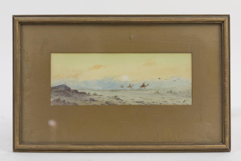 FRAMED WATERCOLOR PAINTING OF A DESERT SCENE (1 of 4)