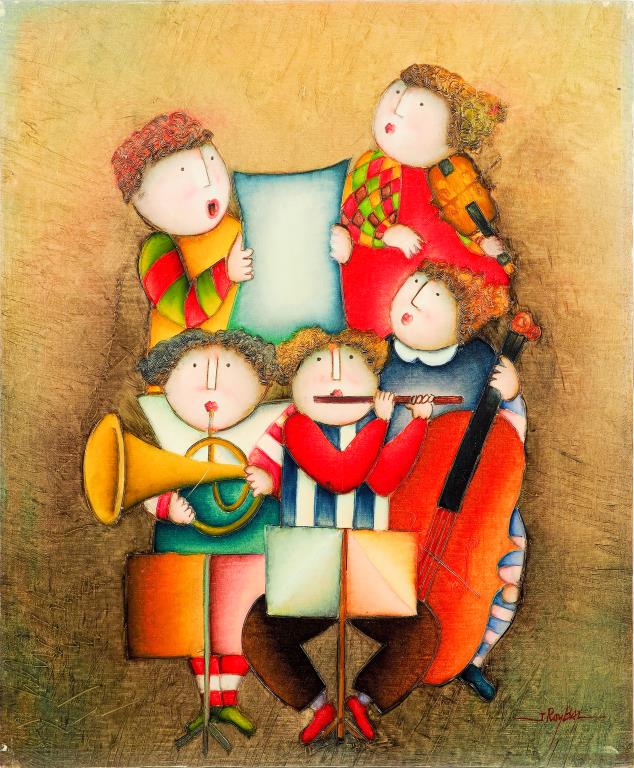 ACRYLIC PAINTING OF SMALL CONCERT BY J. ROYBAL (1 of 2)