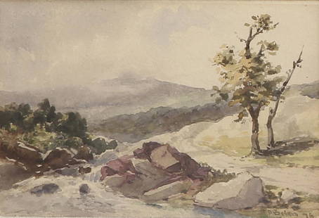 LUCIUS R. O'BRIEN, CANADIAN (1832 - 1899): Framed, a watercolor painting that depicts a winter landscape. Signed on bottom right to read O'Brien, dated 76.Lucius Richard O'Brien was a very a prominent Canadian painter, graphic artist, illustra