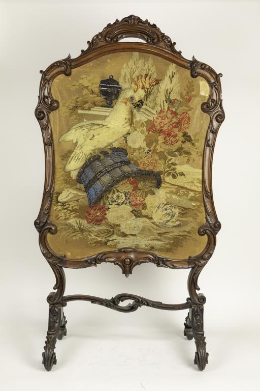 HAND-CARVED MAHOGANY FIRESCREEN (1 of 6)