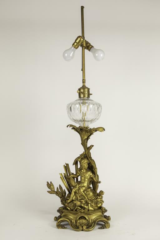 A BEAUTIFUL GILT BRONZE CHERUB LAMP (1 of 5)