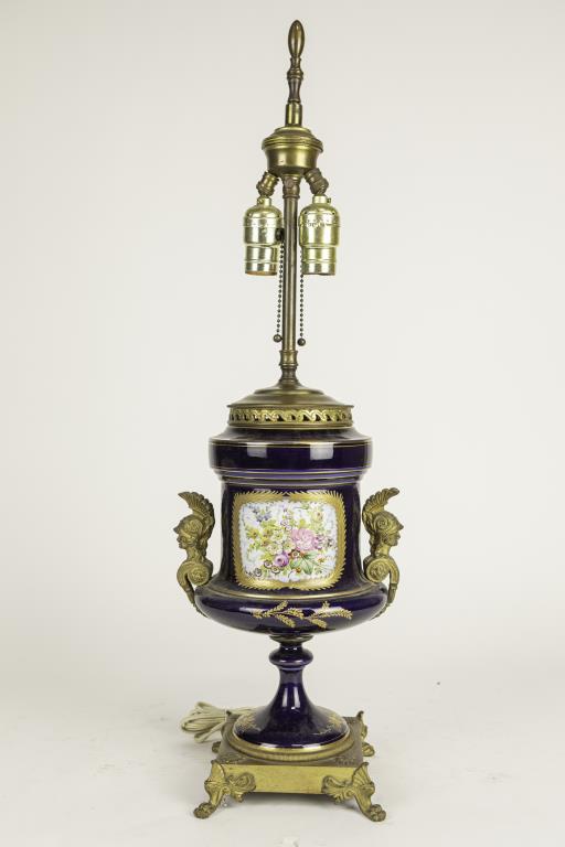 FRENCH SEVRES COBALT BLUE VASE, CONVERTED AS LAMP (1 of 9)