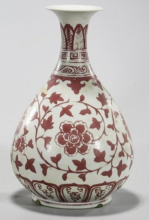 CHINESE RED AND WHITE VASE (1 of 2)