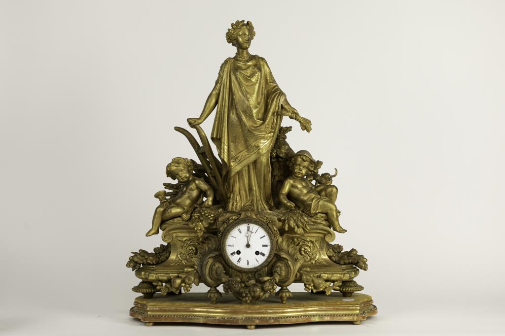 P.H. MOUREY FRENCH GILT-BRONZE MANTEL CLOCK (1 of 7)