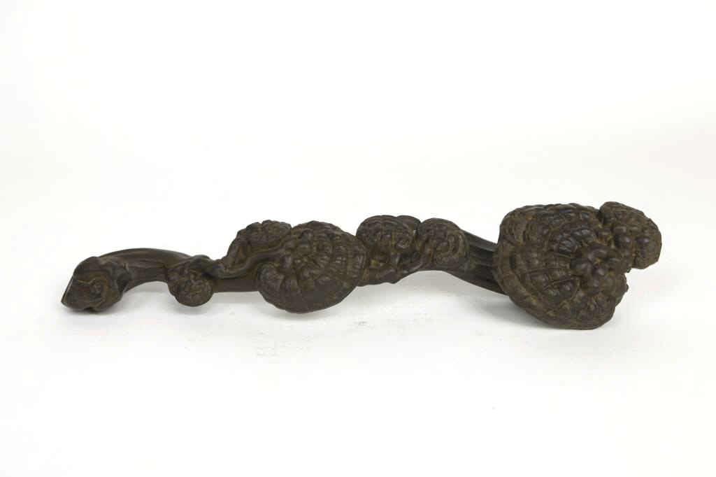 CHINESE CARVED WOODEN RUYI SCEPTER: Carved in great details. L: 14 in.