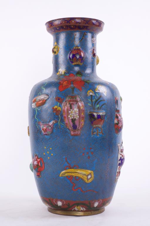 18TH CENTURY CHINESE CLOISONNE ENAMEL ROULEAU VASE (1 of 2)