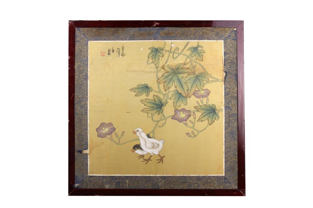 FRAMED CHINESE PAINTING OF TWO BIRDS (1 of 3)