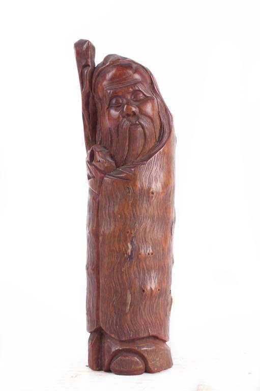 HAND CARVED BAMBOO FIGURE OF A OLD MAN (1 of 2)