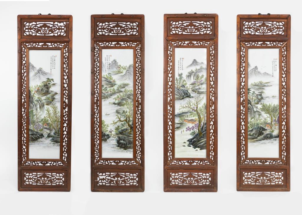 SET OF FOUR CHINESE PORCELAIN HANGING PANELS (1 of 7)