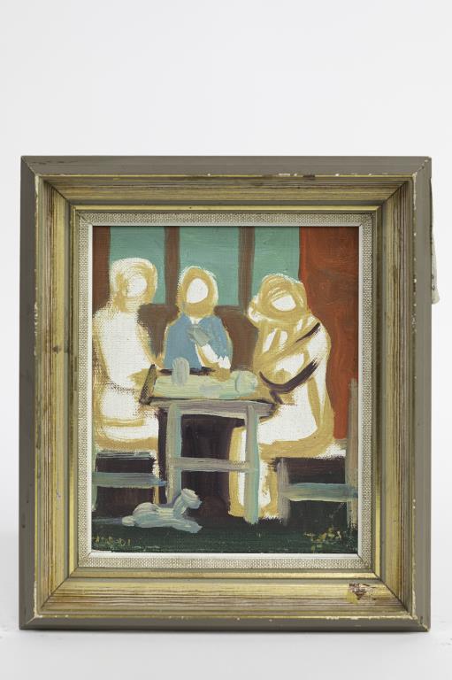 OIL ON CANVAS PAINTING OF A FAMILY AND A DOG (1 of 6)