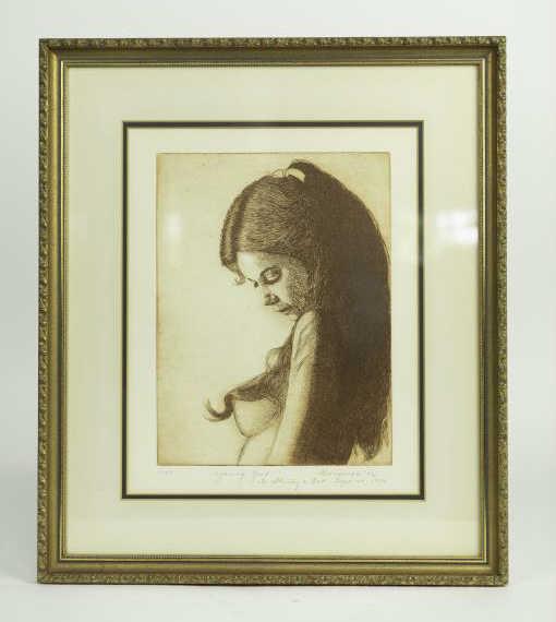 FRAMED DRAWING OF A NAKED BEAUTY (1 of 1)