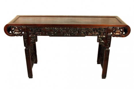 ANTIQUE CHINESE WOODEN ALTAR TABLE: L: 65 in. (165cm) x W: 17 1/8 in. (43cm) x H: 34 1/4 in. (86cm)