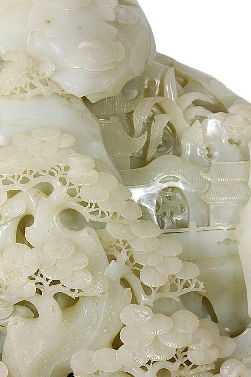 MAGNIFICENT JADE BOULDER ON CARVED STAND - 4