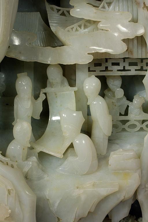 MAGNIFICENT JADE BOULDER ON CARVED STAND - 6