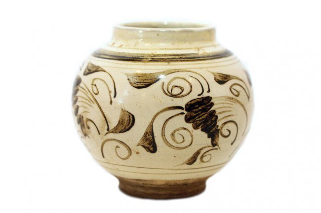 CHINESE FAMILLE ROSE BOTTLE NECK VASE: H: 16 in. (40cm), in yellow background, with four round windows and hand painted with five-clawed dragons in each panel, raised enamel painting on the neck and background, Kangxi character mark at the