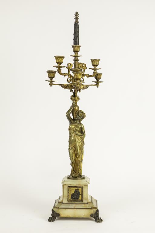 GILT BRONZE AND WHITE MARBLE SIX-ARM CANDELSTICK (1 of 5)
