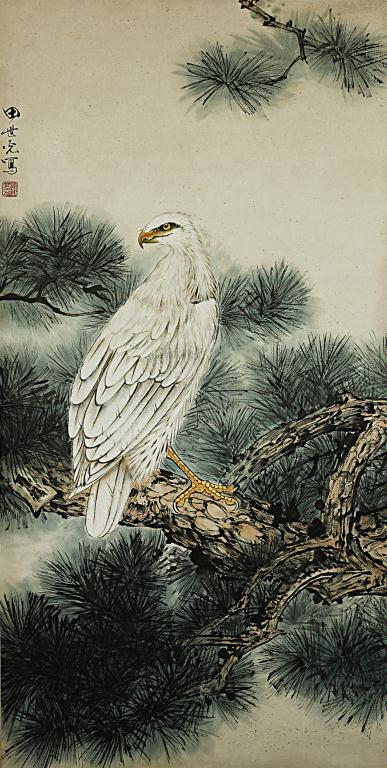 CHINESE SCROLL PAINTING OF A WHITE EAGLE (1 of 1)
