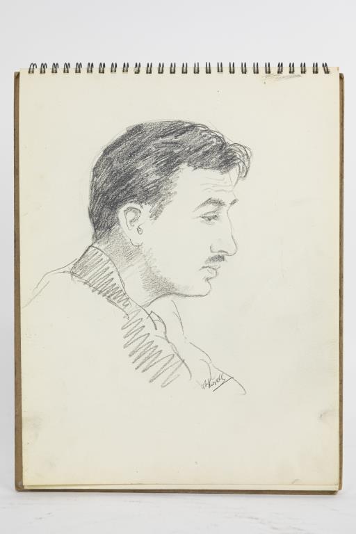 WILLIAM SHOWELL, CANADIAN (1903 - 1984): A self portrait sketch, of the artist's profile. Signature to the bottom right to read W. Showell. William Showell (1903 - 1984) was a Canadian painter, known for landscape, portrait and nude painting
