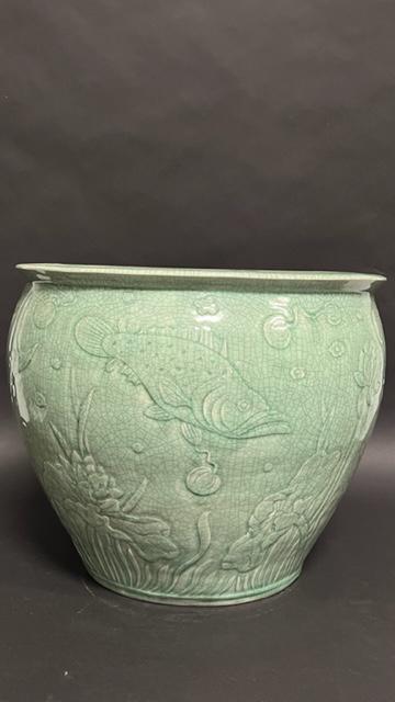 CHINESE CELADON CRACKLEWARE JARDINIERE (1 of 10)