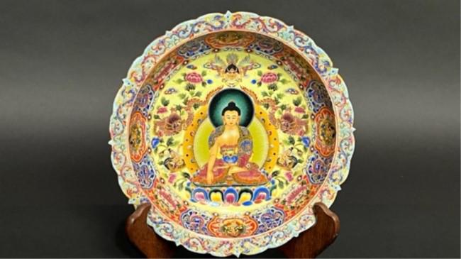 TIBETAN BUDDHISM CABINET PLATE, OF THE GREEN TARA (1 of 5)