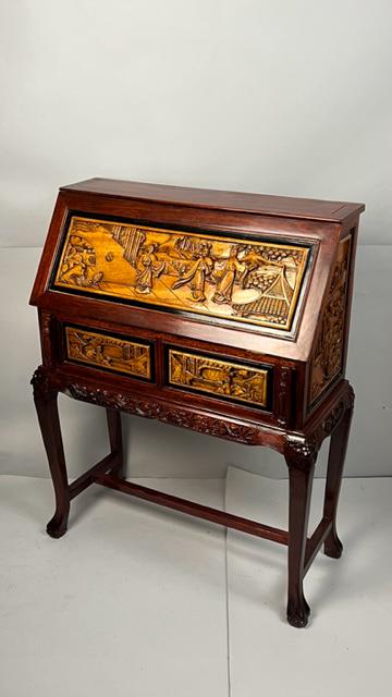 CHINESE CARVED WOODEN WRITING DESK (1 of 10)