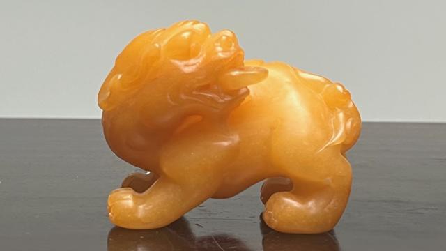 CHINESE CARVED SHOUSHAN STONE FIGURE, OF A FOO DOG (1 of 5)