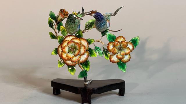 PEKING SILVER TABLE ORNAMENT, OF FLOWERS AND BIRDS (1 of 6)