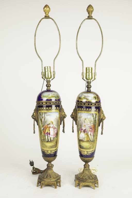 PAIR OF FRENCH SEVRES BLUE GROUND LIDDED VASES (1 of 13)