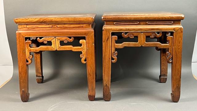 PAIR OF CHINESE SQUARE WOODEN CHAIRS (1 of 9)