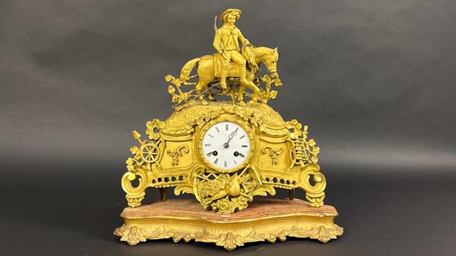 19TH CENTURY FRENCH GILT BRONZE MANTEL CLOCK (1 of 9)