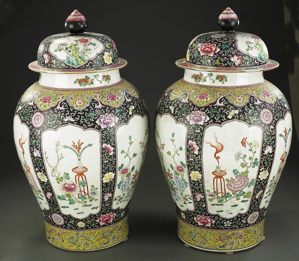 PAIR OF LARGE CHINESE ENAMEL BALUSTER JARS (1 of 1)