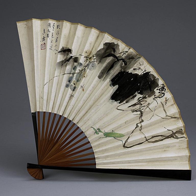 CHINESE FAN PAINTING SIGNED WANG QUE TAO: L: 12 1/8 in.(31cm) x W: 18 3/4 in.(47.5cm)