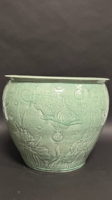 CHINESE CELADON CRACKLEWARE JARDINIERE (1 of 5)