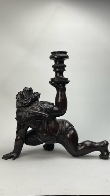 CHINESE FIGURAL BRONZE CANDLESTAND (1 of 9)