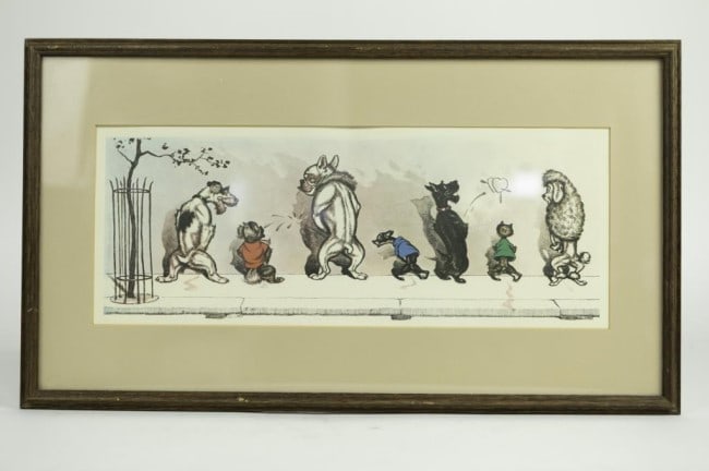 FRAMED CARTOON DRAWING OF DOGS (1 of 5)