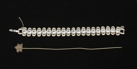 CUBIC ZIRCONIA BRACELET AND HAT PIN