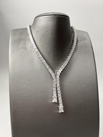 FINE TENNIS NECKLACE W CONJOINED CENTRAL TASSELS