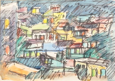 WATERCOLOR PAINTING OF A CITYSCAPE