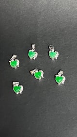 SET OF SIX SILVER W SPINACH JADE CENTER PENDANTS