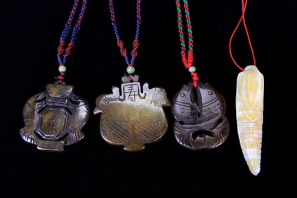 SET OF 4 JADE PENDANTS